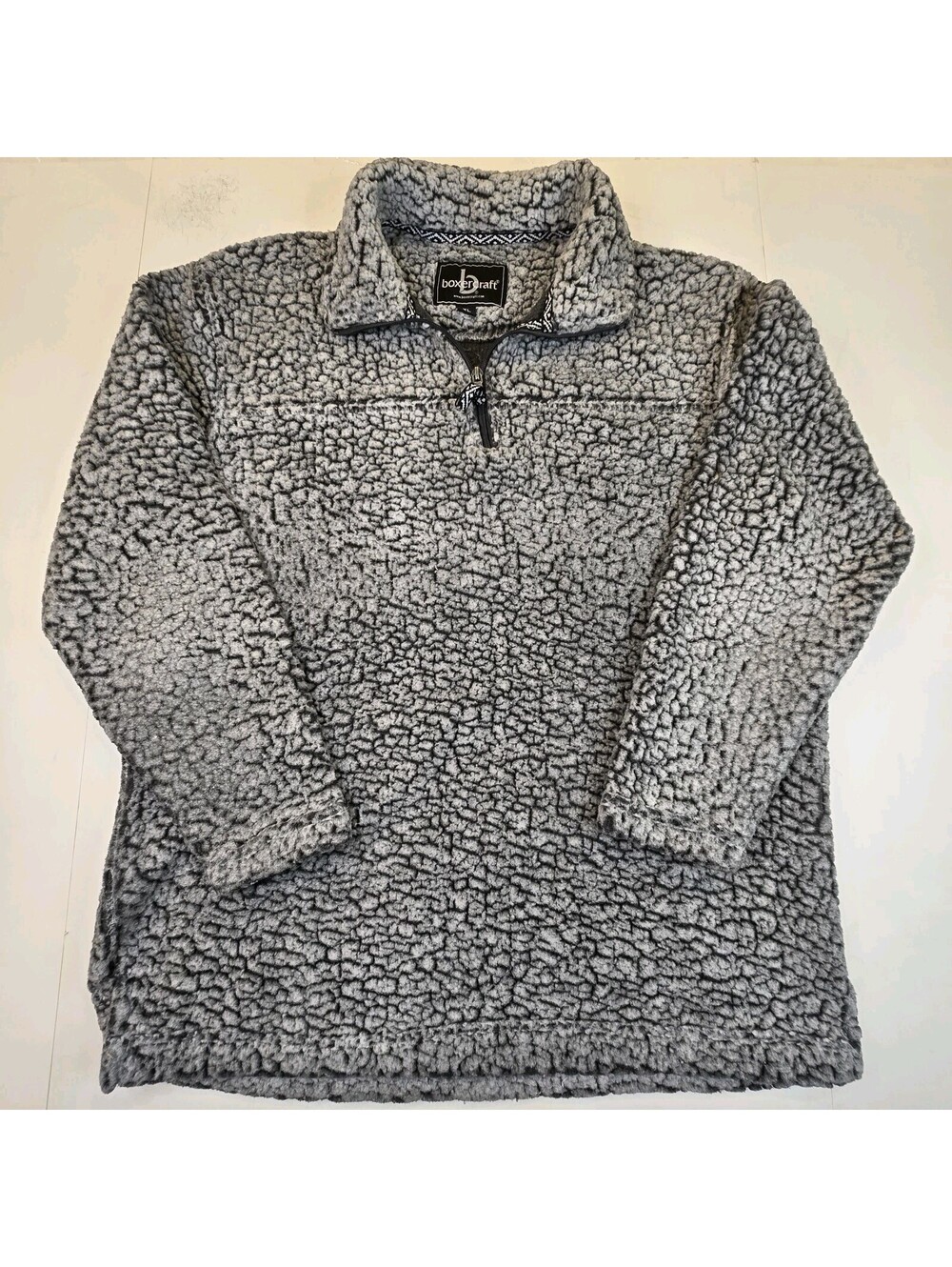 Boxercraft Sherpa Pullover Mens XL Two Tone Gray Fuzzy Quarter Zip Fleece